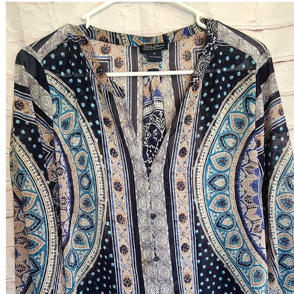 Multicolor Button Front Blouse sz S, Lucky Brand Women's Shirt/Overshirt - Picture 7 of 8